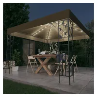 VidaXL Pavillon mit LED-Lichterkette 3x3 m Taupe