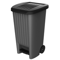 Eda Mülleimer outdoor 90 l anthrazit/schwarz mit Pedal und