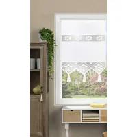 HOME WOHNIDEEN 54202 Fensterbehang/Türbehang Toni, Siebleinen mit Häkeleinsatz und