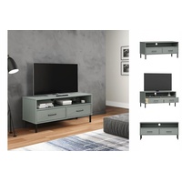 VidaXL TV-Schrank OSLO mit Metallbeinen Grau Massivholz Kiefer