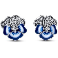 Pandora Blaue Stiefmütterchen Ohrringe aus Sterling-Silber mit Cubic Zirkonia