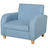 Homcom Kindersessel Holz Leinen Blau 49 x 45 x
