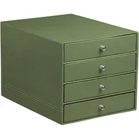 Rhodia Schubladenbox mit 4 Laden, Kunstleder, 24,8x32 ,7x22,8cm Salbeigrün