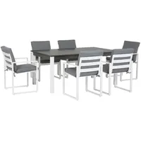 Beliani Gartenmöbel Set Aluminium dunkelgrau 6-Sitzer PANCOLE