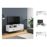 VidaXL TV-Schrank OSLO mit Metallbeinen Weiß Massivholz Kiefer