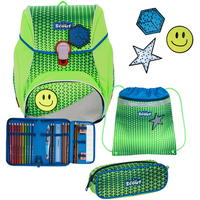 Scout Alpha Schulranzen-Set 4-teilig DIN Neon Safety Green Gecko