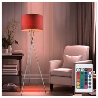ETC Shop Textil Steh Leuchte grau Wohn Zimmer Dimmer