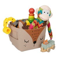Relaxdays Aufbewahrungskorb Filz, REH-Motiv, Filzkorb für Kinder, faltbar, HBT: