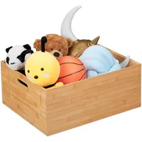 Relaxdays Aufbewahrungsbox Bambus, stapelbar, stabil, Bambuskiste ohne Deckel, HBT: