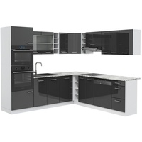 Vicco Eckküche R-Line Ecke Weiß Anthrazit Hochglanz/Weiß 237 x