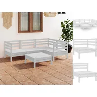 VidaXL 5-tlg. Garten-Lounge-Set Massivholz Kiefer Weiß
