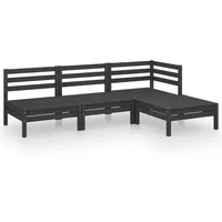 VidaXL 4-tlg. Garten-Lounge-Set Massivholz Kiefer Schwarz