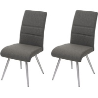 Mendler 2er-Set Esszimmerstuhl HWC-G55, Küchenstuhl Stuhl, Stoff/Textil Edelstahl gebürstet