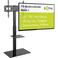 Goobay TV-Bodenständer Basic (L) 65 cm Schwarz Glas/Metall/Stahl