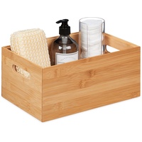 Relaxdays Aufbewahrungsbox Bambus, stapelbar, stabil, Bambuskiste ohne Deckel, HBT: