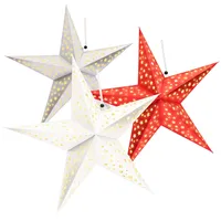 COM-FOUR® 3X Leuchtstern in 3D mit LEDs - Weihnachtsstern
