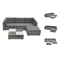 VidaXL 5-tlg. Garten-Lounge-Set mit Kissen Poly Rattan Grau