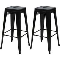 Mendler 2er-Set Barhocker HWC-A73, Barstuhl Tresenhocker, Metall Industriedesign stapelbar