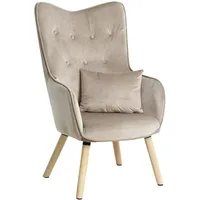 Estexo Fernsehsessel Relaxsessel Sessel mit Kissen Stoff Polsterstuhl Beige/Grau