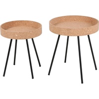 Home affaire Beistelltisch (Set, 2-St), Tischplatten aus Kork beige