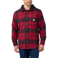 CARHARTT Flannel-Fleece, Kapuzen-Hemd/Jacke - Rot/Schwarz (R09) - XL