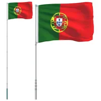 VidaXL Flagge Portugals mit Mast 5,55 m Aluminium