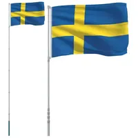 VidaXL Flagge Schwedens mit Mast 5,55 m Aluminium