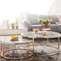 FineBuy Couchtisch FB31316 Marmor weiß 2er Set