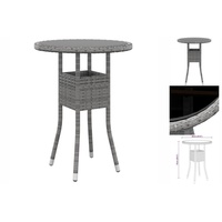 VidaXL Gartentisch Ø60x75 cm Hartglas und Poly Rattan Grau