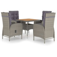 VidaXL 5-tlg. Garten-Essgruppe Poly Rattan und Akazienholz Grau