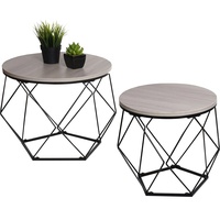 MCW Couchtisch-Set MCW-L37, Kaffeetisch Beistelltisch Loungetisch, Metall Holz ~