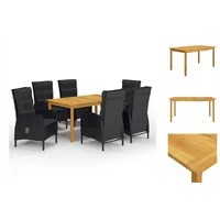 VidaXL 7-tlg. Garten-Essgruppe Schwarz