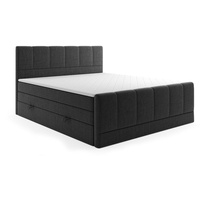Möbel punkt Boxspringbett LONDON mit Bettkasten 180x200cm Webstoff Schwarz