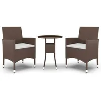 VidaXL 3-tlg. Garten-Essgruppe Poly Rattan Braun