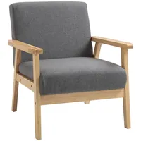Homcom Sessel mit Armlehnen, Esszimmerstuhl, Relaxsessel in Leinenoptik, Polstersessel