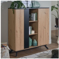FineBuy Sideboard 110x125x40 cm MDF Eiche Dekor Kommode Anrichte