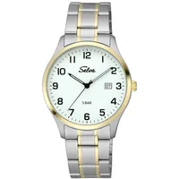 Selva SELVA Quarz-Armbanduhr mit Edelstahlband Zifferblatt schwarz Ø 39mm