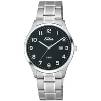 Selva SELVA Quarz-Armbanduhr mit Edelstahlband Zifferblatt schwarz Ø 39mm