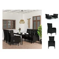 VidaXL Garten-Essgruppe 7-tlg. Schwarz