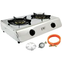 Fontron ltd. NJ-60 Edelstahl Gaskocher 2 flammig Campingkocher, Turboflamme