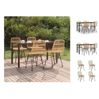 VidaXL 5-tlg. Garten-Essgruppe Poly Rattan