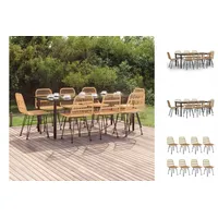 VidaXL 9-tlg. Garten-Essgruppe Poly Rattan