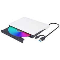 Gembird Externes USB-DVD-Laufwerk SlimLine schwarz/weiß, USB-C 3.0/USB-A (DVD-USB-03-BW)