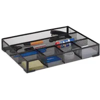 Relaxdays Schreibtischorganizer groß, rutschfeste Ablagebox mit 6 Fächern, Metall