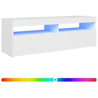 VidaXL TV-Schrank mit LED-Leuchten 120x35x40 cm Weiß Holz