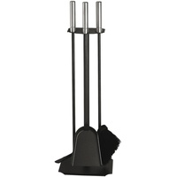 Lienbacher Kamingarnitur mit Edelstahlgriffen 3-tlg. 62 cm schwarz beschichtet