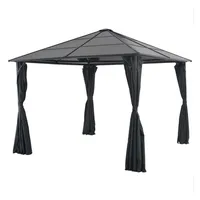 VidaXL Gartenpavillon mit Vorhang Aluminium 3×3 m Schwarz