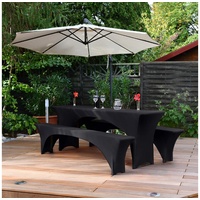 VidaXL 3 Schonbezüge für Biertisch und Bänke Stretch Schwarz