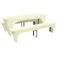 VidaXL Dreiteiliges Schonbezug-Set für Biertisch/Bänke Stretch Creme