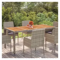 VidaXL Gartentisch mit Holzplatte Grau 190x90x75 cm Poly Rattan